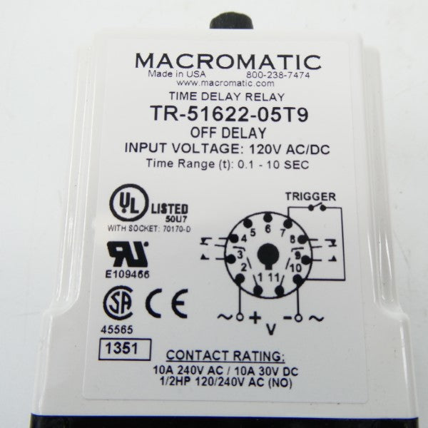 MACROMATIC TR-51622-05T9 120VAC/DC 10A 0.1-10S NSMP