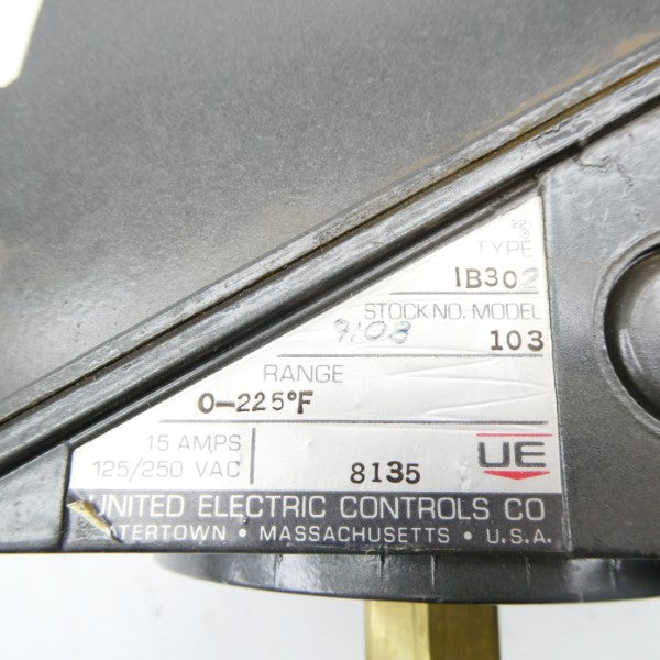 UNITED ELECTRIC IB302 8135 125-250VAC 15A 0-225'F NSMP