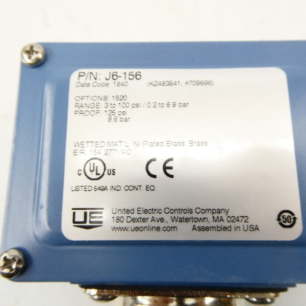 UNITED ELECTRIC J6-156-1520 277VAC 15A 3-100PSI NSMP