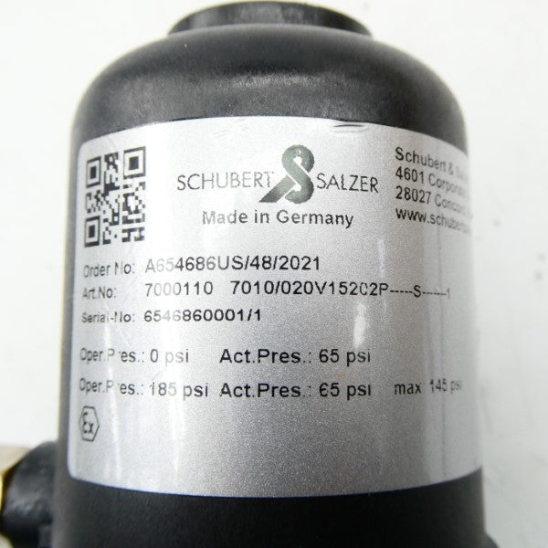 SCHUBERT & SALZER 7000110 7010/020V15202P-S-1 185PSI NSNP