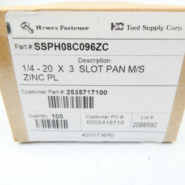 HEWES FASTENER SSPH08C096ZC (PKG OF 100) NSMP