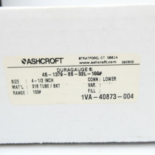 ASHCROFT 45-1379-SS-02L-100# 100PSI 4-1/2" NSMP