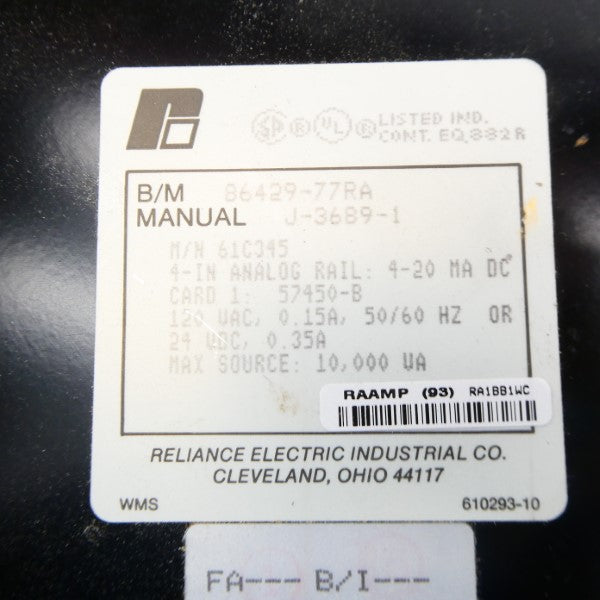RELIANCE ELECTRIC 61C345 120VAC 0.15A NSNP