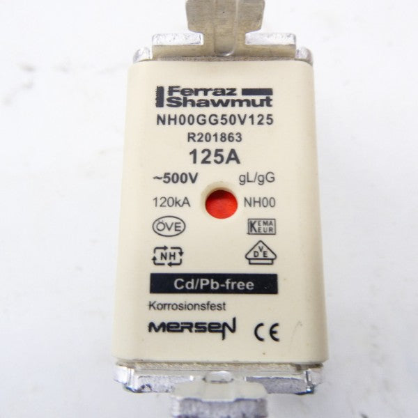 MERSEN NH00GG50V125 500V 125A (PKG OF 3) (BR/WH) NSMP