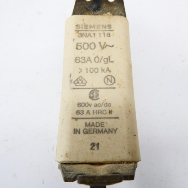 SIEMENS 3NA1118 500V 63A NSNP