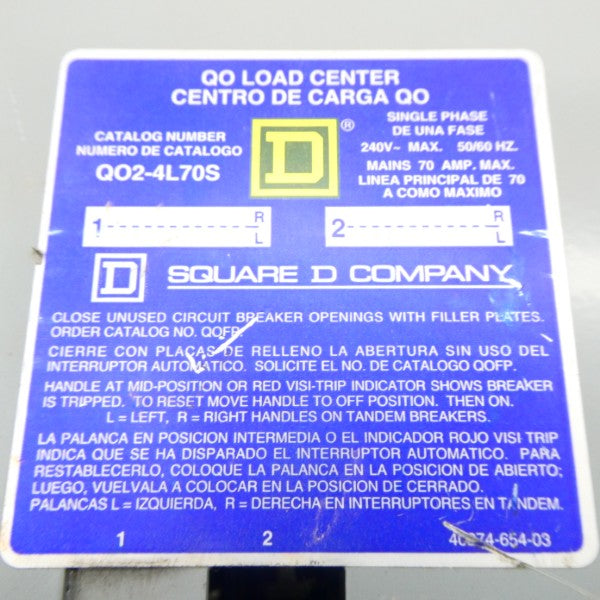 SQUARE D QO2-4L70S 240V 70A NSNP