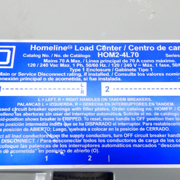 SQUARE D HOM2-4L70 SER. 002 120/240VAC 70A (AS PICTURED) NSNP