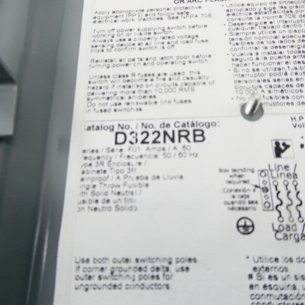 SQUARE D D322NRB SER. F01 60A NSNP