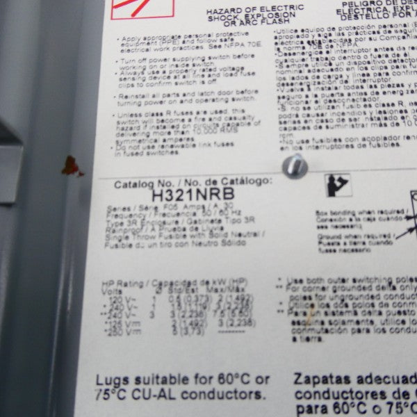 SQUARE D H321NRB SER. F05 250V 30A NSNP