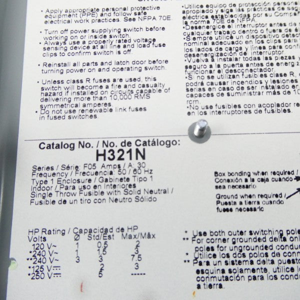 SQUARE D H321N SER. F05 250V 30A NSNP