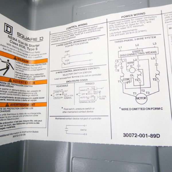 SQUARE D 8536SAG12V02S SER. B 220/240V NSNP