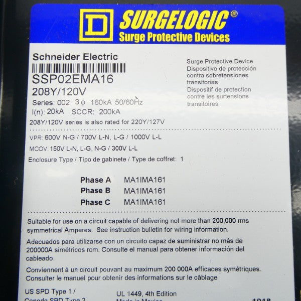 SQUARE D SSP02EMA16 SER. 002 120V NSNP
