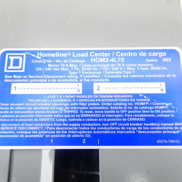 SQUARE D HOM2-4L70 SER. 002 120/240VAC (AS PICTURED) NSNP