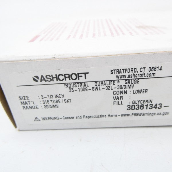 ASHCROFT 35-1009-SWL-02L-30/0IMV 3-1/2" NSMP