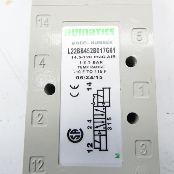 NUMATICS L22BB452B017G61 14.5-120PSI NSNP