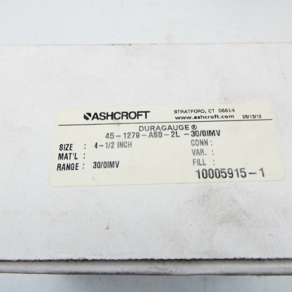 ASHCROFT 45-1279-AS0-2L-30/0IMV 30PSI 4/1/2" NSMP