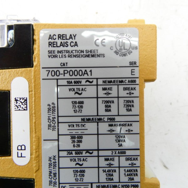 ALLEN BRADLEY 700-P000A1 SER. E 110/120V NSNP