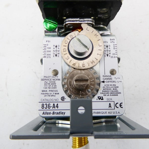 ALLEN BRADLEY 836-A4A SER. A 125-250V 16-375PSI (BR/WH) NSMP