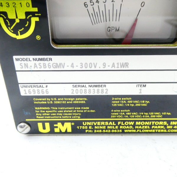 UNIVERSAL FLOW MONITORS SN-ASB6GMV-4-300V.9-A1WR NSNP