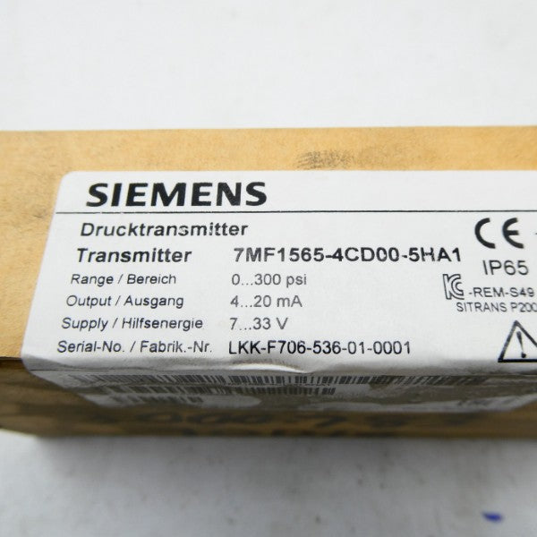 SIEMENS 7MF1565-4CD00-5HA1 7-33V 300PSI NSFS