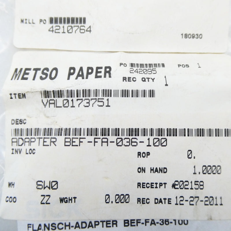 METSO PAPER VAL0173751 BEF-FA-036-100 NSMP