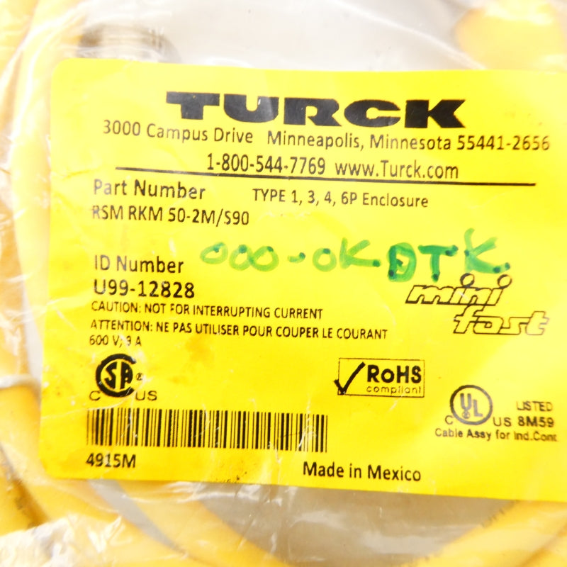 TURCK RSMRKM50-2M/S90 U99-12828 600V 9A NSMP