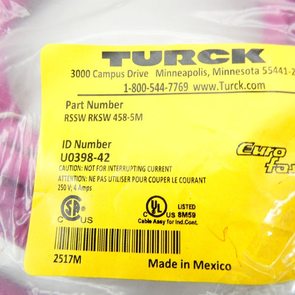 TURCK RSSWRKSW458-5M U0398-42 250V 4A NSMP