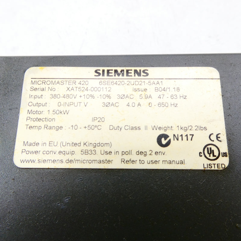 SIEMENS 6SE6420-2UD21-5AA1 380-480V 5.9A NSNP