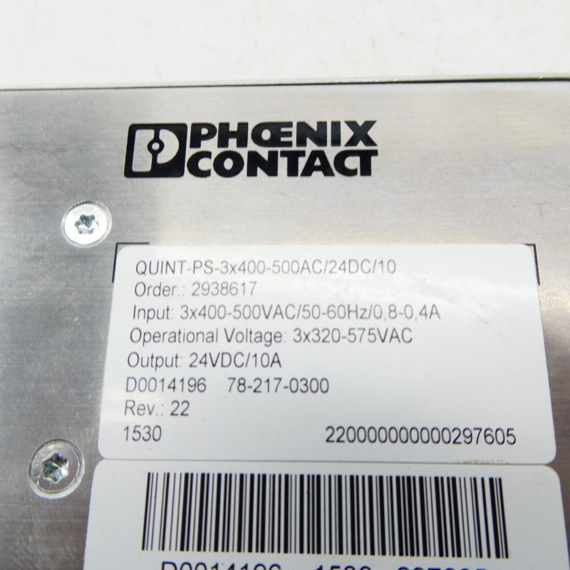 PHOENIX CONTACT QUINT-PS-3X400-500AC/24DC-10 2938617 24VDC 10A NSNP