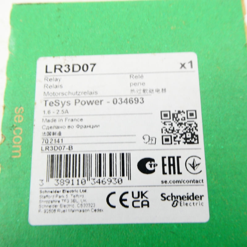 SCHNEIDER ELECTRIC LR3D07 1.6-2.5A NSFS