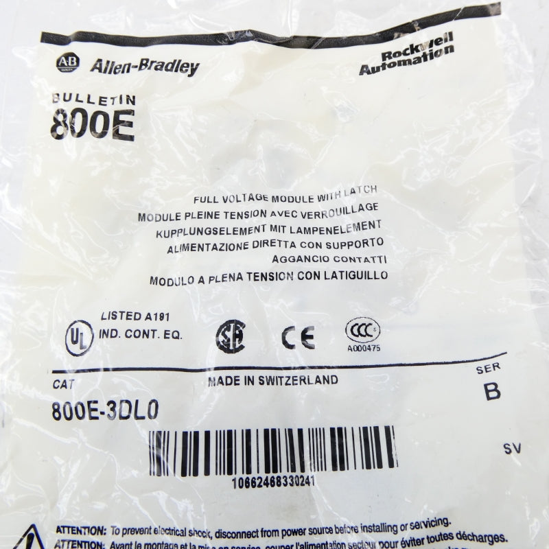 ALLEN BRADLEY 800E-3DL3X10 SER. B 24V NSMP