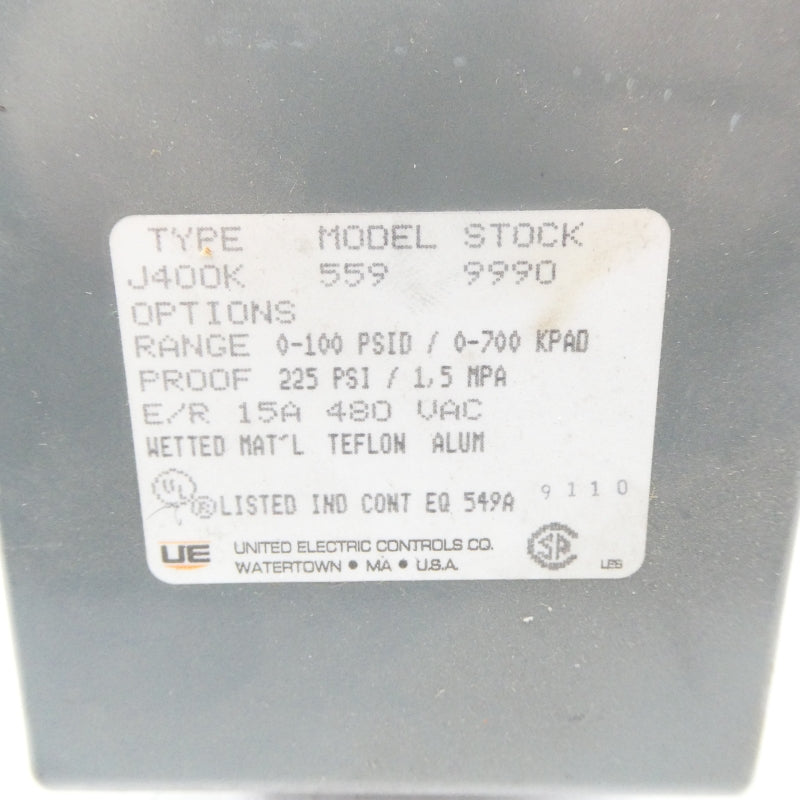 UNITED ELECTRIC J400K-559-9990 480VAC 15A 0-100PSI NSNP