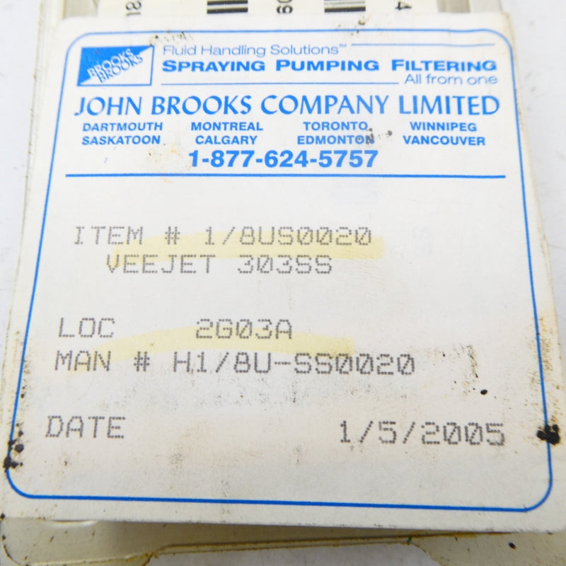 JOHN BROOKS COMPANY H1/8U-SS0020 (PKG OF 4) NSFS