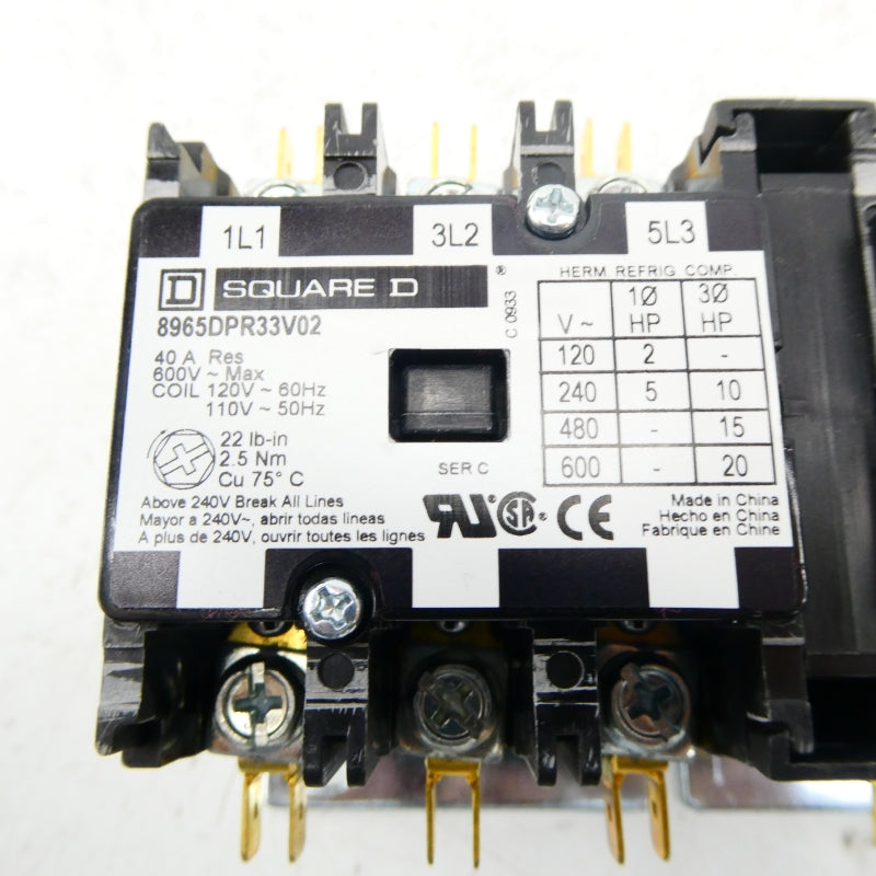 SQUARE D 8965DPR33V02 SER. C 110/120V 40A NSMP