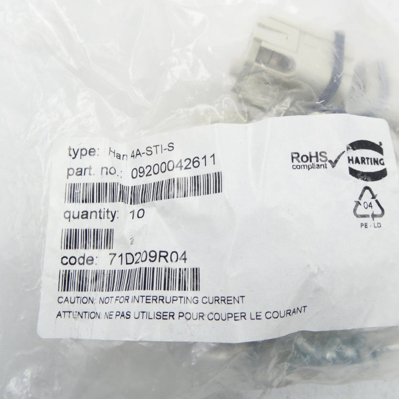 HARTING 09200042611 HAN4A-STI-S (PKG OF 10) NSMP
