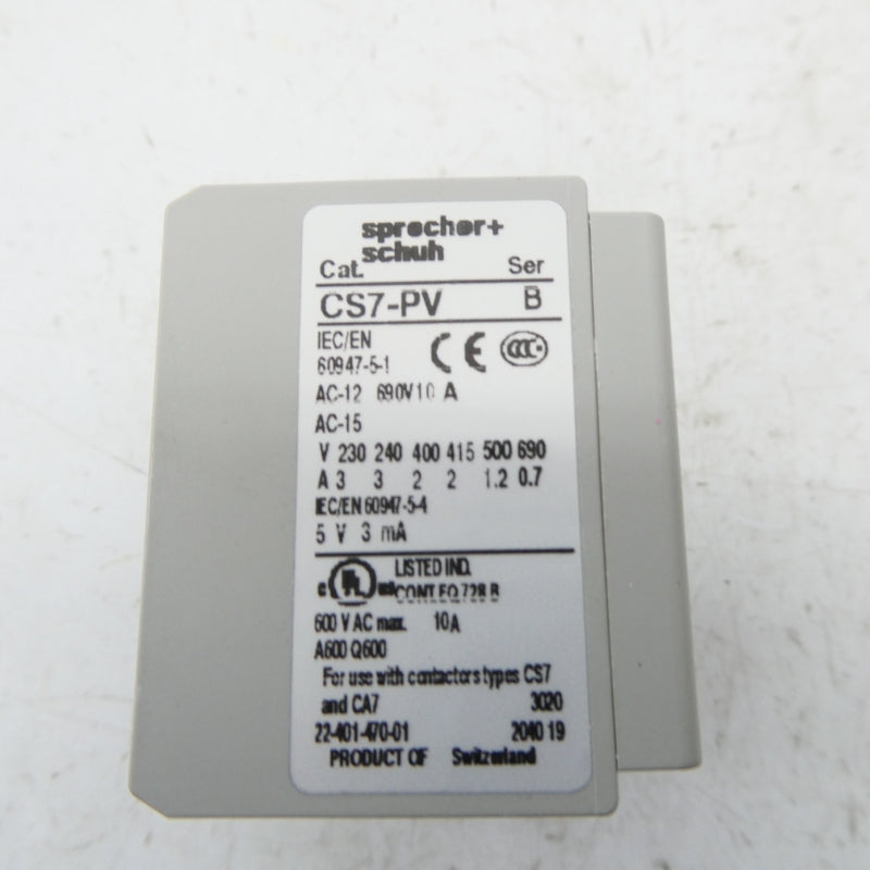 SPRECHER+SCHUH CS7-PVB-22 SER. B 600VAC 10A NSMP