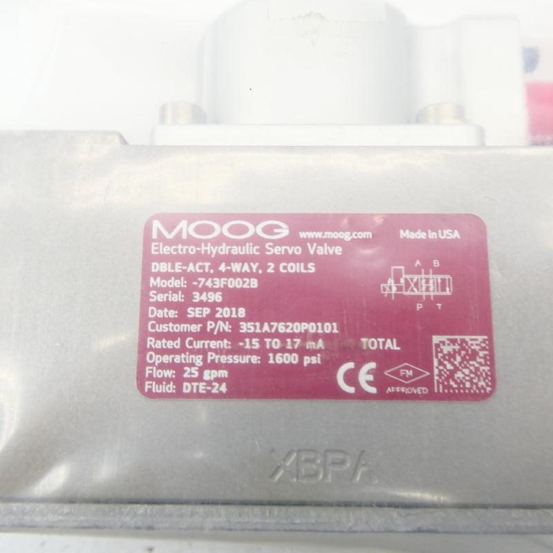 MOOG 743F002B 351A7620P0101 1600PSI NSMP