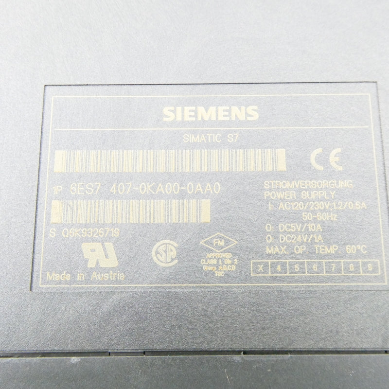 SIEMENS 6ES7407-0KA00-0AA0 120/230VAC 6A NSMP