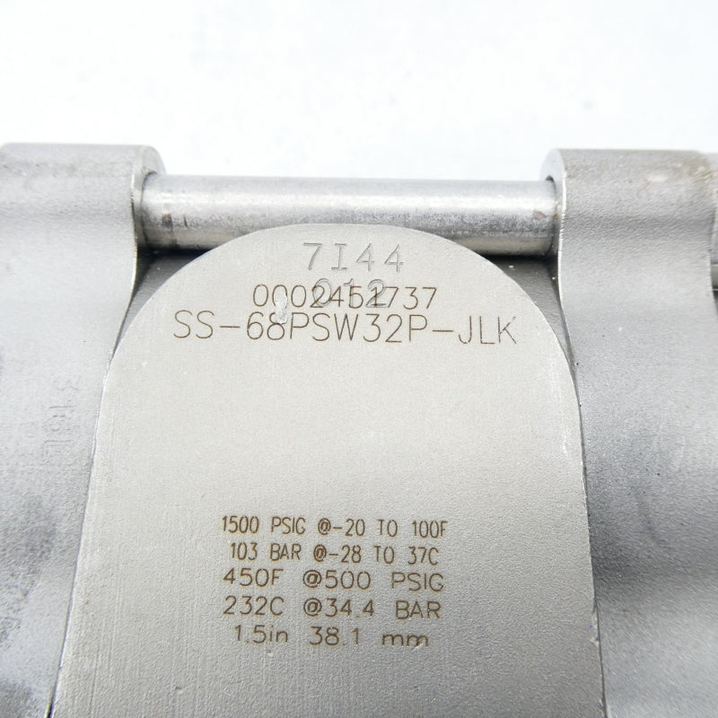 SWAGELOK SS-68PSW32P-JLK 1500PSI NSNP