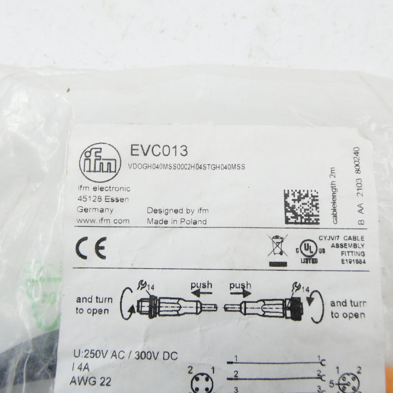 IFM EFECTOR EVC013 VDOGH040MSS0002H04STGH040MSS 250VAC 4A NSMP