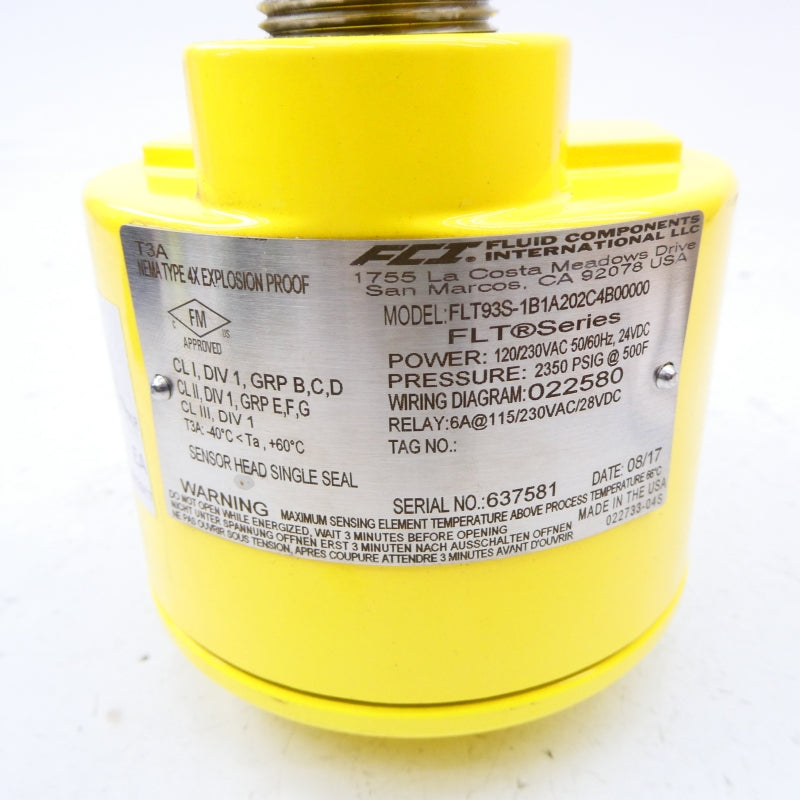 FLUID COMPONENTS INTERNATIONAL FLT93S-1B1A202C4B00000 120/230VAC 2350PSI NSNP