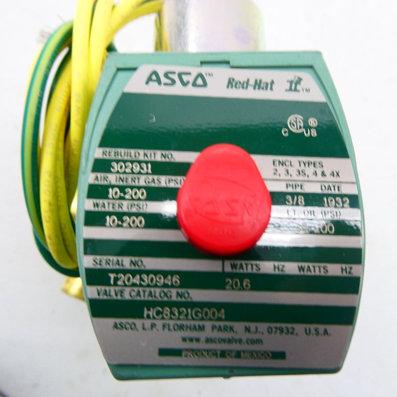 ASCO HC8321G004 125VDC 10-200PSI 3/8" NSMP