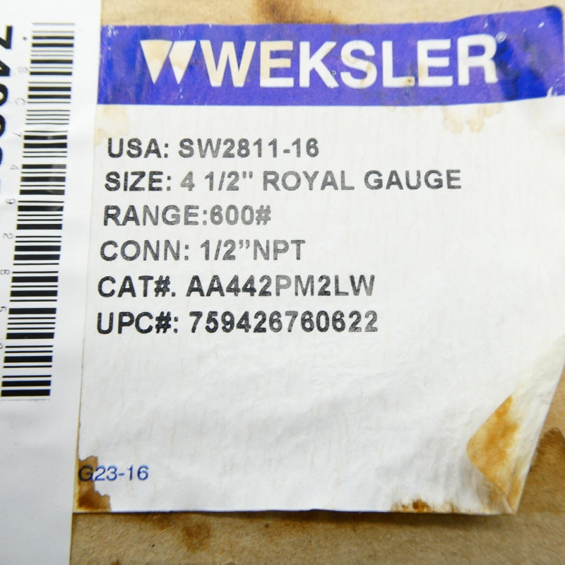 WEKSLER AA442PM2LW 600PSI 4-1/2" NSMP