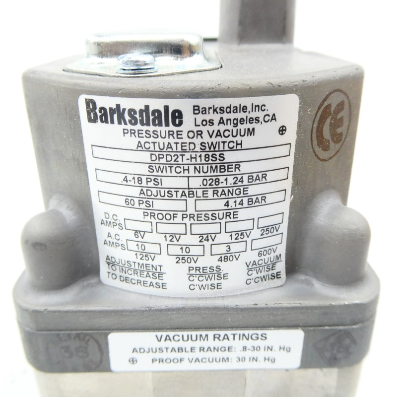 BARKSDALE DPD2T-H18SS 480VAC 3A .4-18PSI NSMP