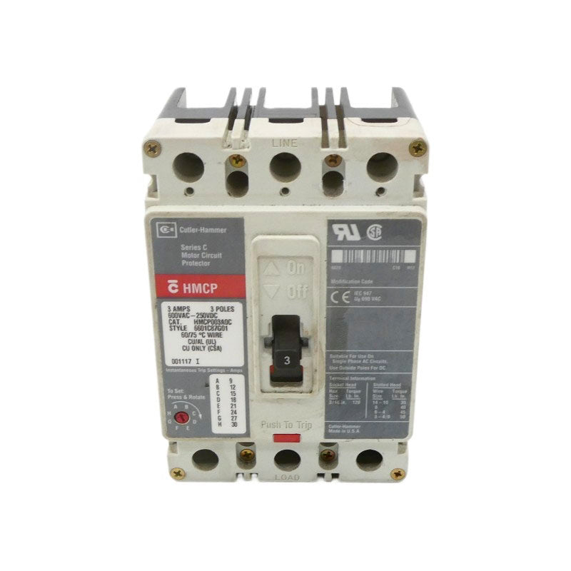 CUTLER HAMMER HMCP003A0C 600VAC 3A NSNP