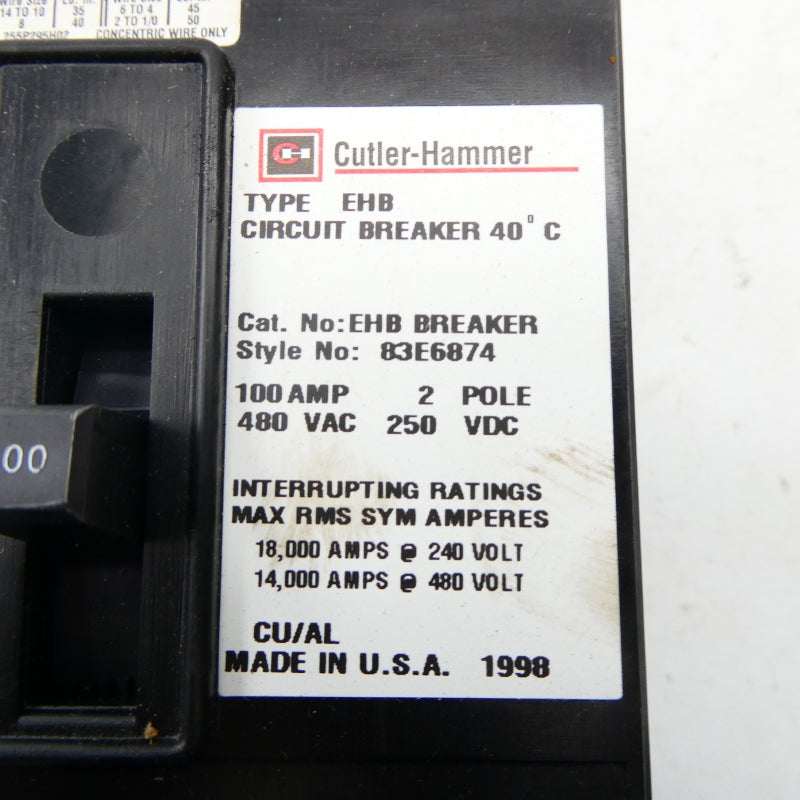 CUTLER HAMMER EHB2100 480VAC 100A NSNP