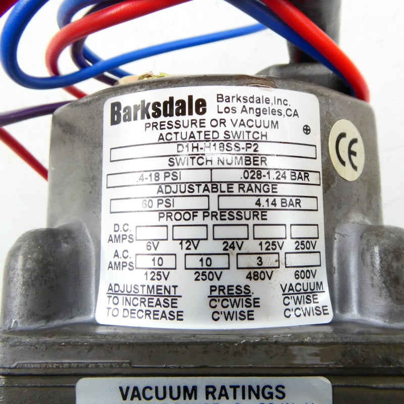 BARKSDALE D1H-H18SS-P2 480VAC 3A .4-18PSI NSNP