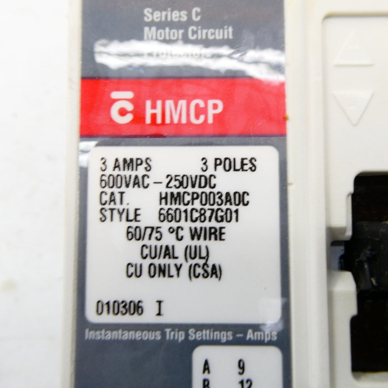 CUTLER HAMMER HMCP003A0C 600VAC 3A NSNP