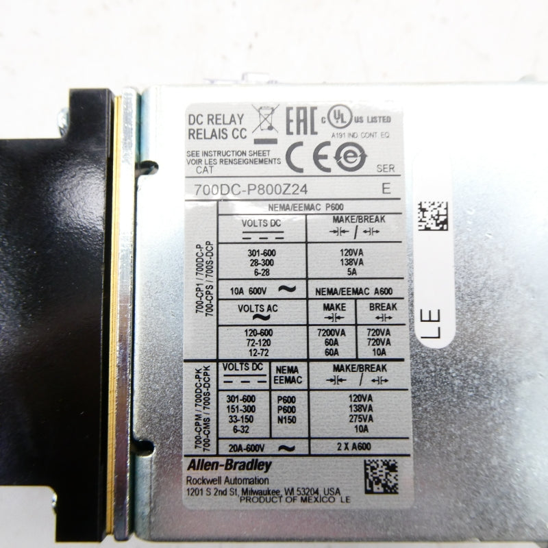 ALLEN BRADLEY 700DC-P800Z24 SER. E 24VDC (BR/WH) NSMP