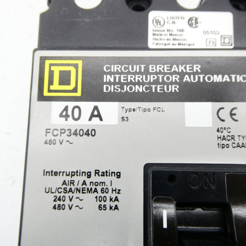 SQUARE D FCP34040 480V 40A NSMP